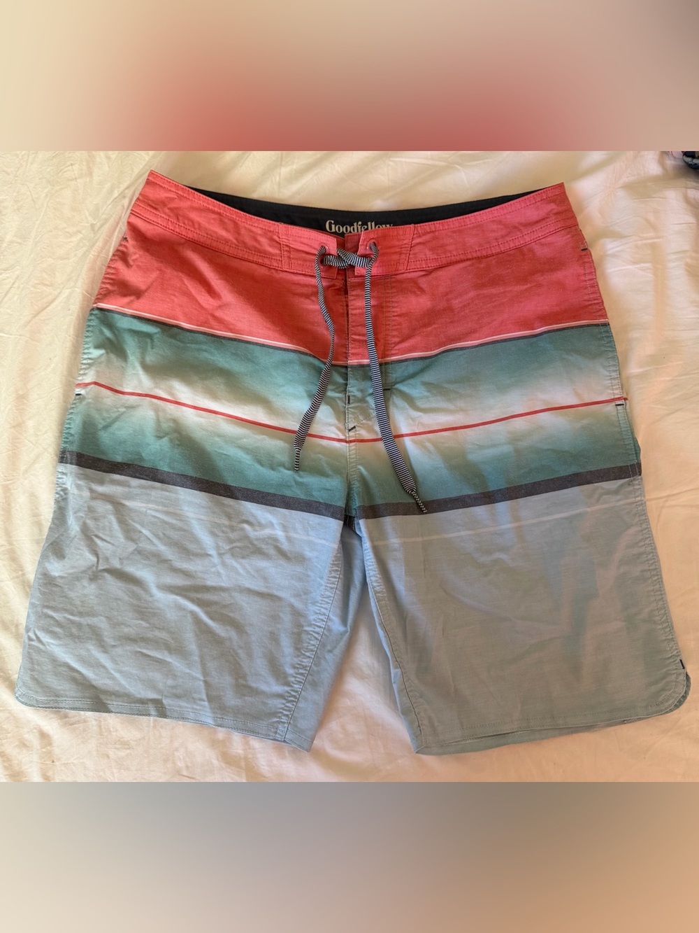 Goodfellow & Co Men’s Striped Board Shorts Swim Trunks Sz 32